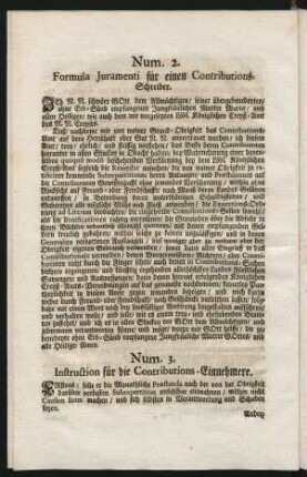 Num. 2. Formula Iuramenti für einen Contributions-Schreiber.