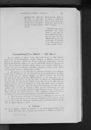 Versammlung [?] zu Lübeck. - 1354 Jun. 6.