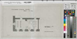 Rüthen (Rüthen) Amtsgericht Einrichtung des Sitzungssaales 1964 1 : 50 28 x 53,5 Zeichnung Staatshochbauamt Soest