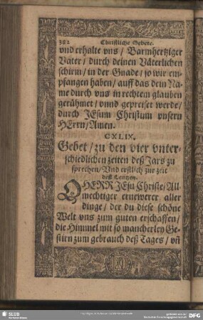 CXLIX. Gebet, zu den vier unterschiedlichen zeiten deß Jars zu sprechen, Und erstlich zur zeit deß Lentzen