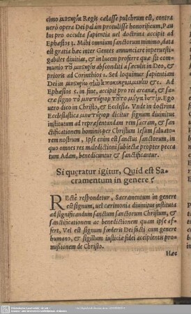 Si queratur igitur, Quid est sacramentum in genere?