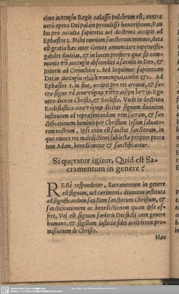 Si queratur igitur, Quid est sacramentum in genere?