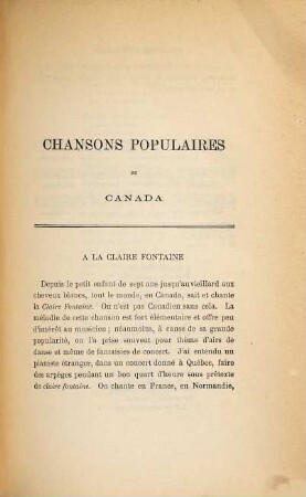 Chansons populaires du Canada