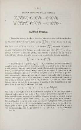 Ricerca de'valori delle formole ... .