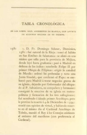 Tabla cronológica de los Ilmos. Sres. Arzobispos de Manila ...