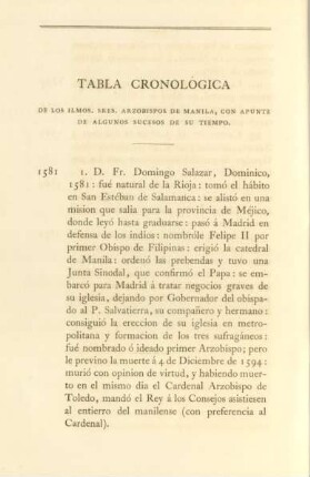 Tabla cronológica de los Ilmos. Sres. Arzobispos de Manila ...