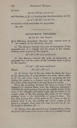 Geometrical theorems.