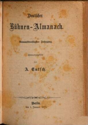 Deutscher Bühnenalmanach. 39, 39. 1875