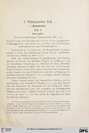 I. Philologischer Teil