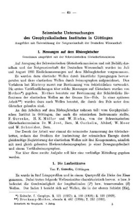 Seismische Untersuchungen des Geophysikalischen Institutes in Göttingen