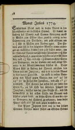Monat Julius 1774.