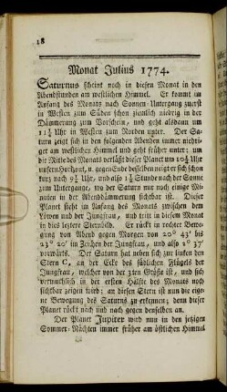 Monat Julius 1774.