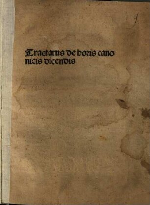 Tractatus de horis canonicis dicendis
