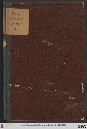 1. Abtheilung: Bibliothek des † Herrn Dr. Anton Springer: Malerei und Kupferstichkunde (Katalog Nr. 289)