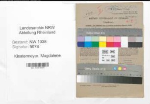 Entnazifizierung Magdalene Klostermeyer , geb. 22.03.1902 (Postbeamtin)