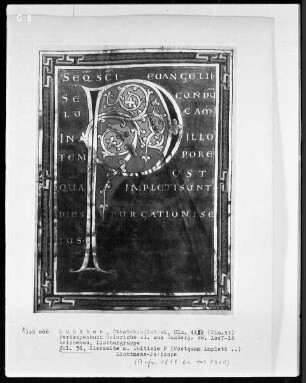 Perikopenbuch Kaiser Heinrichs II. für den Bamberger Dom — Zierseite mit Initiale P, Folio 36
