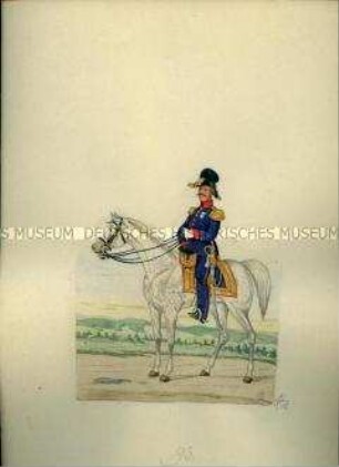 Uniformdarstellung, Generalmajor in Campagne zu Pferd, Sachsen, 1859.