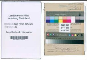 Entnazifizierung Hermann Muehlenbeck , geb. 23.11.1892 (Postamtmann)