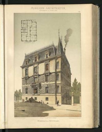 Wohnhaus in Stuttgart. Lambert u. Stahl, Architekten. Grundriss des 1. Stocks