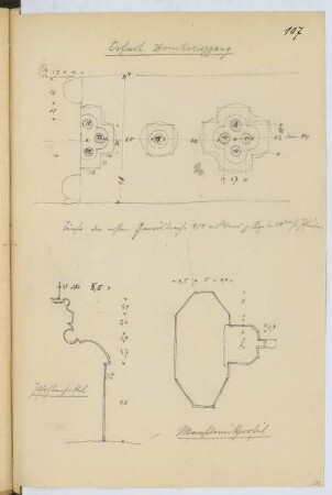 Dom, Erfurt: Grundriss, Details (aus: Skizzen- und Fotoalbum 8)