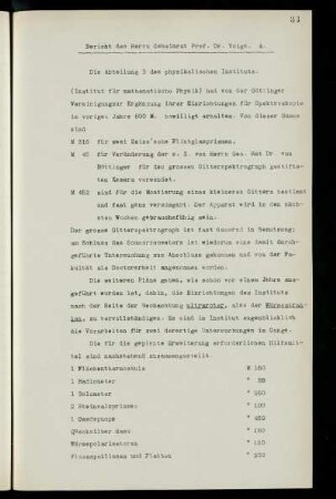 Bericht des Herrn Geheimrat Prof. Dr. Voigt. A: Die Abteilung B des physikalischen Instituts. B: Handfertigkeitspractikum