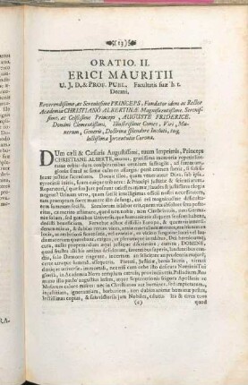 Oratio. II. Erici Mauritii [...]