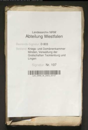 Die Haupt- und Spezialacciseetats der Grafschaften Tecklenburg und Lingen pro 1797-1800