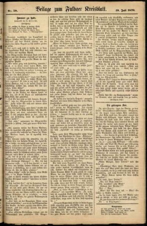 Zweite Ausgabe vom Samstag, den 19. Juli 1879.