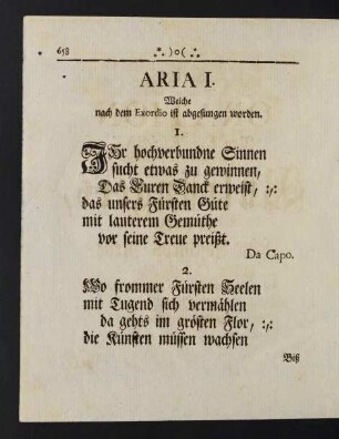 658-660, Aria I. Welche nach dem Exordio ist abgesungen worden.