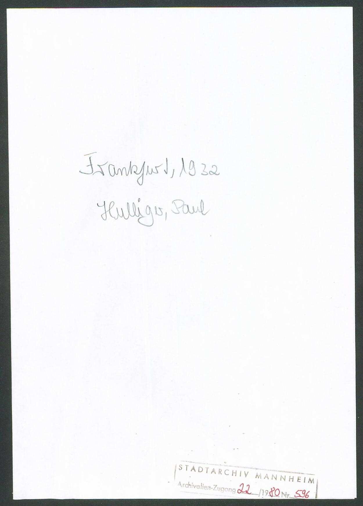 Hulliger, Paul, Basel, Schriftwechsel mit Wichert | Digitalisierung: MARCHIVUM Mannheim