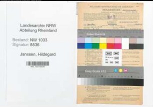 Entnazifizierung Hildegard Janssen , geb. 26.11.1918 (Kaufm.Angest.)