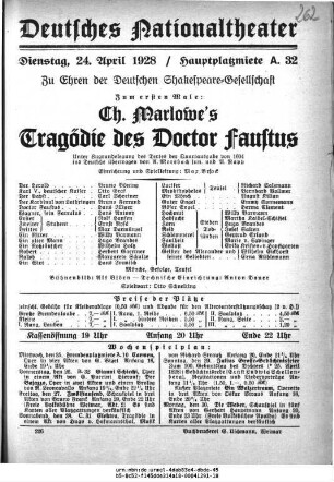 Ch. Marlowe's Tragödie des Doctor Faustus