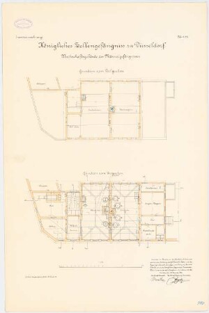 Zellengefängnis, Düsseldorf Wirtschaftsgebäude des Männergefängnisses: Grundriss DG, EG 1:100
