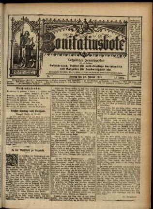 Erste Ausgabe vom Sonntag, den 13. Februar 1916.