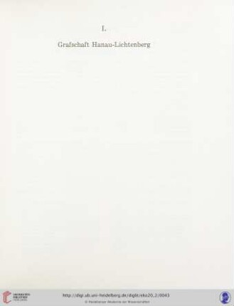 I. Grafschaft Hanau-Lichtenberg