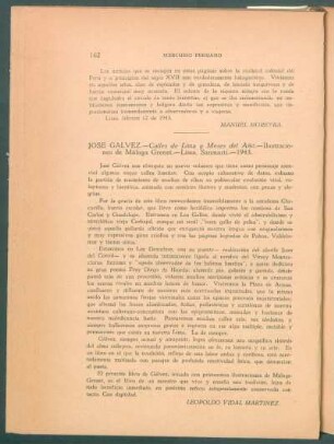 "Calles de Lima y Meses del Año", por José Gálvez
