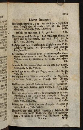 1019-1021, Livres étrangers.