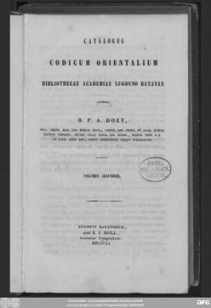 Vol. 2: Catalogus codicum orientalium bibliothecae Academiae Lugduno-Batavae