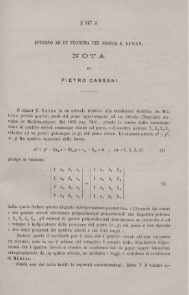 Intorno ad un teorema del Sig. E. Lucas.