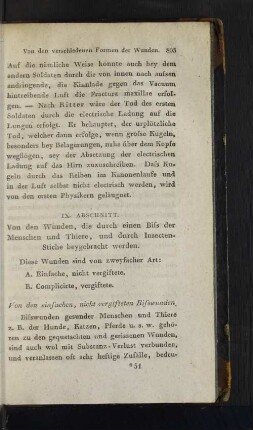 IX. Abschnitt. Von den Wunden, die durch einen Biss der Menschen und Thiere, und durch Insecten-Stiche beygebracht werden.