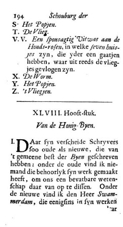 XLVIII. Hooft-stuk. Van de Honig-Byen