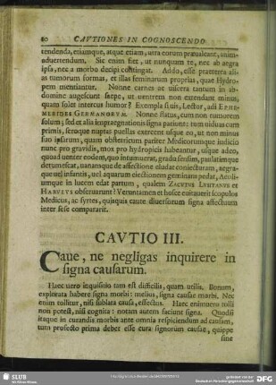Cautio III. Cave, ne neglias inquirere in signa causarum