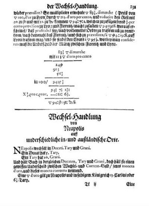 Wechsel-Handlung von Neapolis auff underschiedliche in- und außländische Orte.