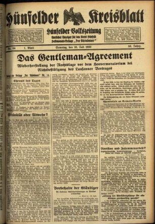 Erste Ausgabe vom Samstag, den 16. Juli 1932.