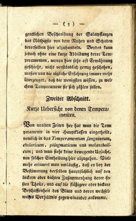 Zweiter Abschnitt. Kurze Uebersicht von denen Temperamenten.