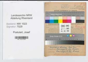 Entnazifizierung Josef Postulart , geb. 26.03.1906 (Hausmeister)
