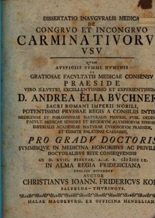 Diss. inaug. med. de congruo et incongruo carminativorum usu