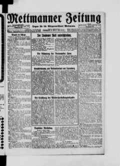 Mettmanner Zeitung. 1919-1940