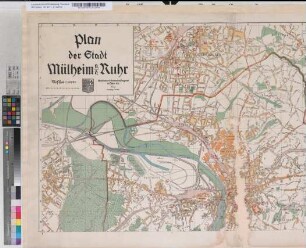 Plan der Stadt Mülheim an der Ruhr. Bearbeitet im Stadtvermessungsamt. 1926. Eckes, Vermessungsdirektor / Hegadadruck Willy Größchen, Dortmund