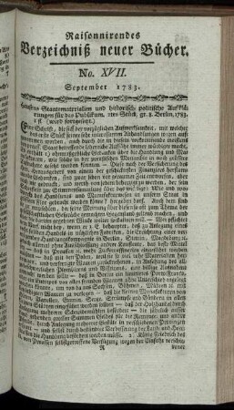 No. XVII. September 1783.